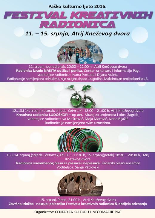 Festival kreativnih radionica od 11. do 15. srpnja 2016.