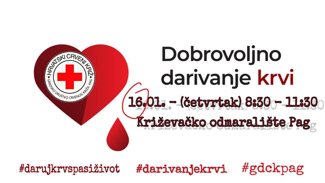 Dobrovoljno darivanje krvi u Pagu,16.1.2020.