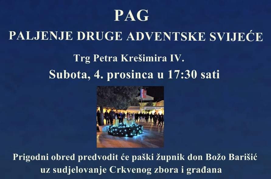 Paljenje 2. adventske svijeće u Pagu