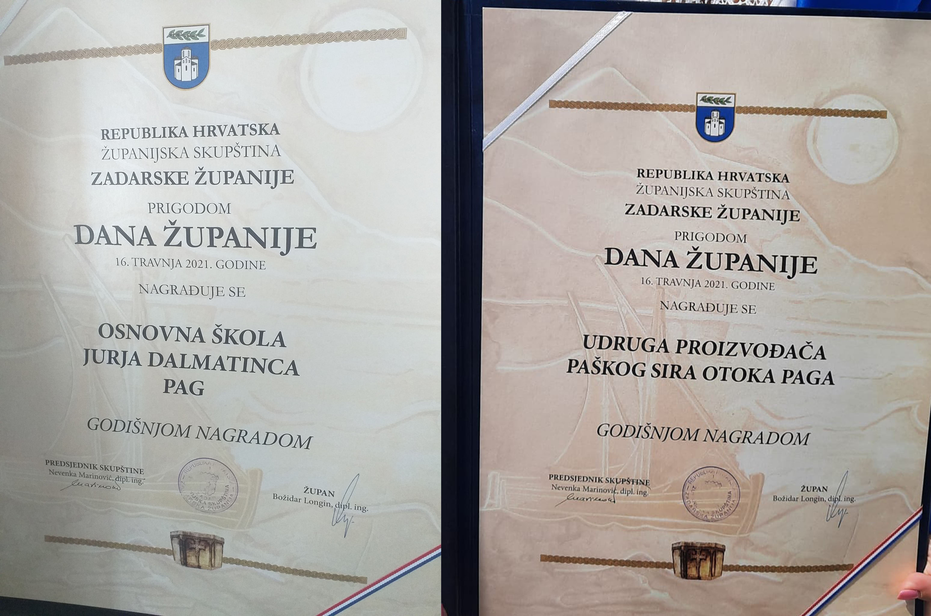 Na svečanosti u povodu Dana Zadarske županije dodijeljene nagrade dobitnicima iz Paga