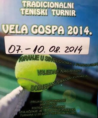 Tenis klub "Pag" organizira turnir "Vela Gospa 2014"
