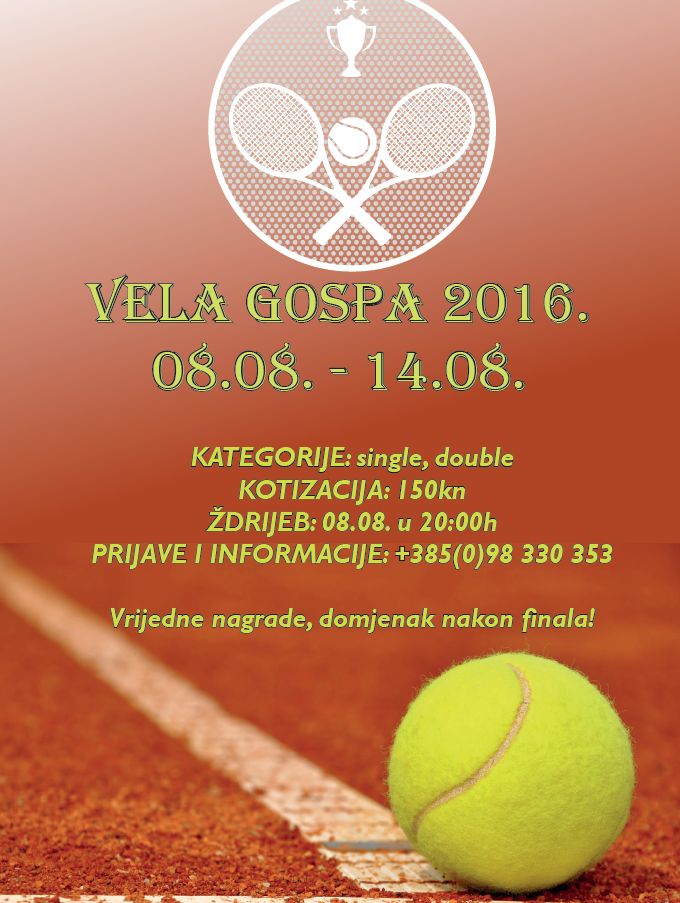 Tradicionalni teniski turnir Vela Gospa 2016. 